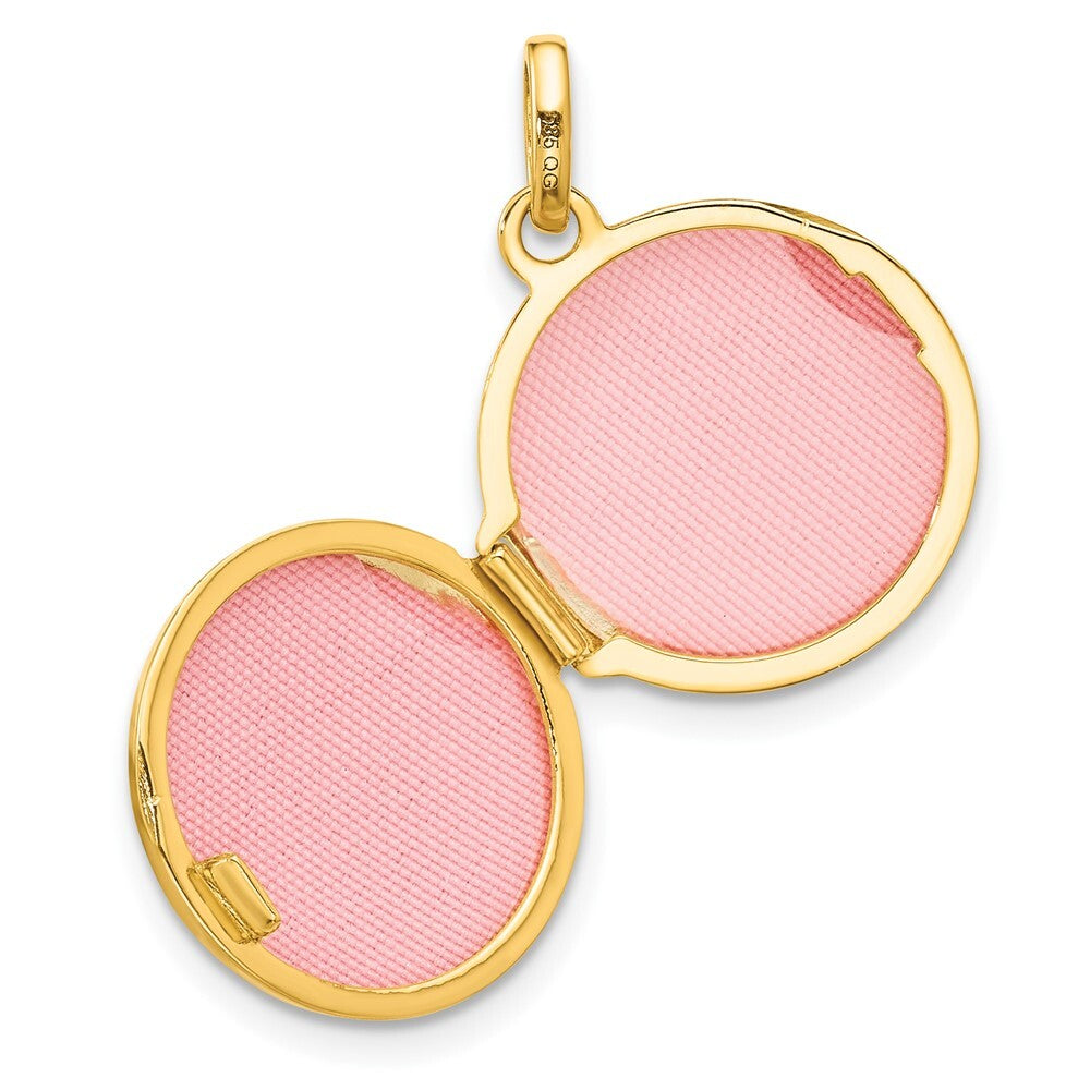 14k Yellow Gold Polished Floral 16mm GRANDDAUGHTER Reversible Locket