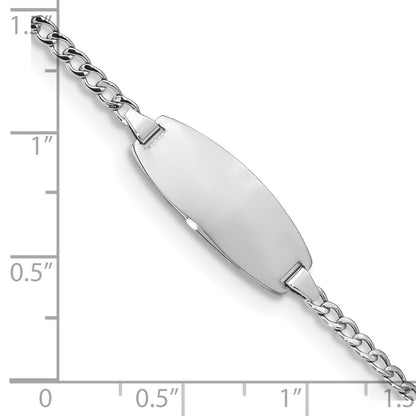 14k White Gold Semi-Solid Chain Curb Link Oval 18.5x8.5mm Plate 6" ID Bracelet
