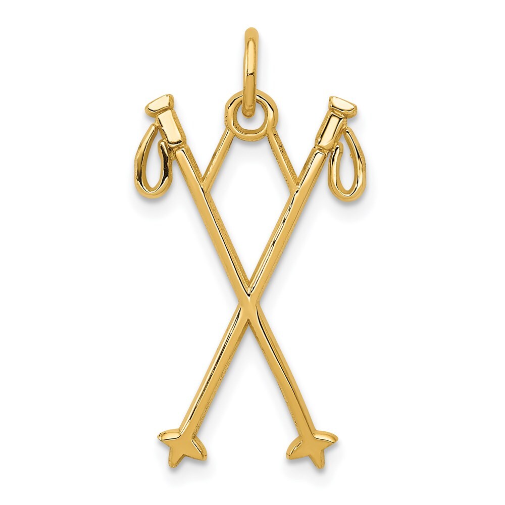 14k Yellow Gold Ski Poles Charm