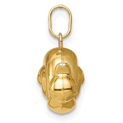 14k Yellow Gold Hollow Satin & Polished Snail Charm Pendant for Women