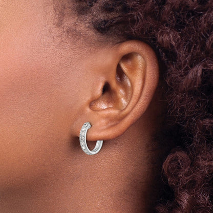 14k White Gold Diamond Hinged Hoop Earrings