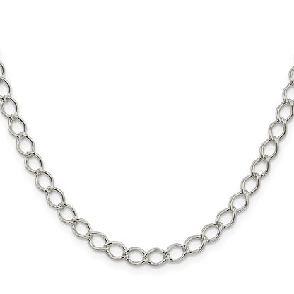 Sterling Silver 5.75mm Fancy Open Curb Chain Necklace