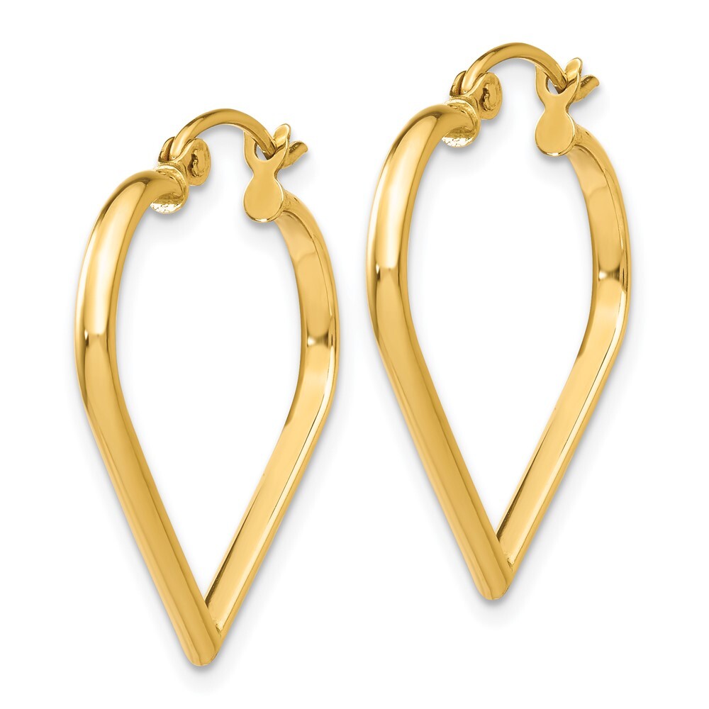 14k Yellow Gold Polished 2mm Heart Hoop Earrings Gift for Women