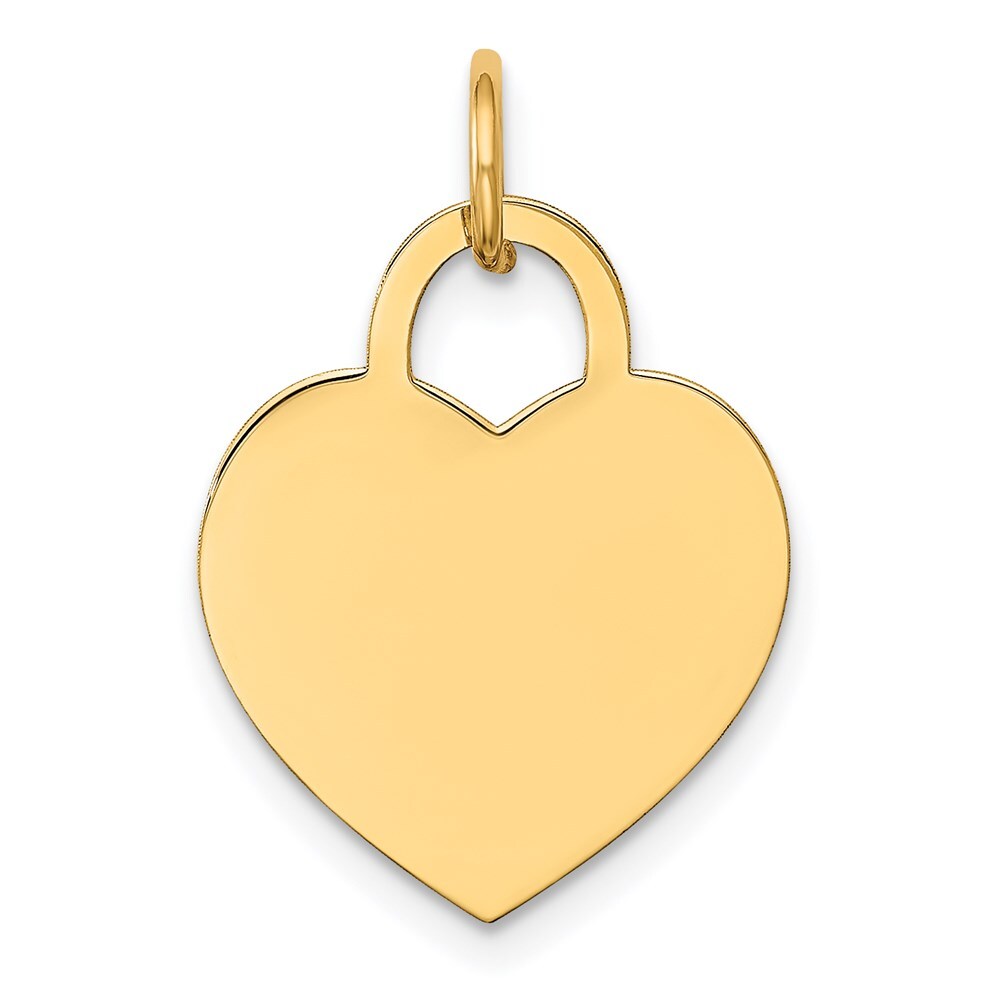 14k Yellow Gold Medium Engravable Heart Charm Pendant for Women