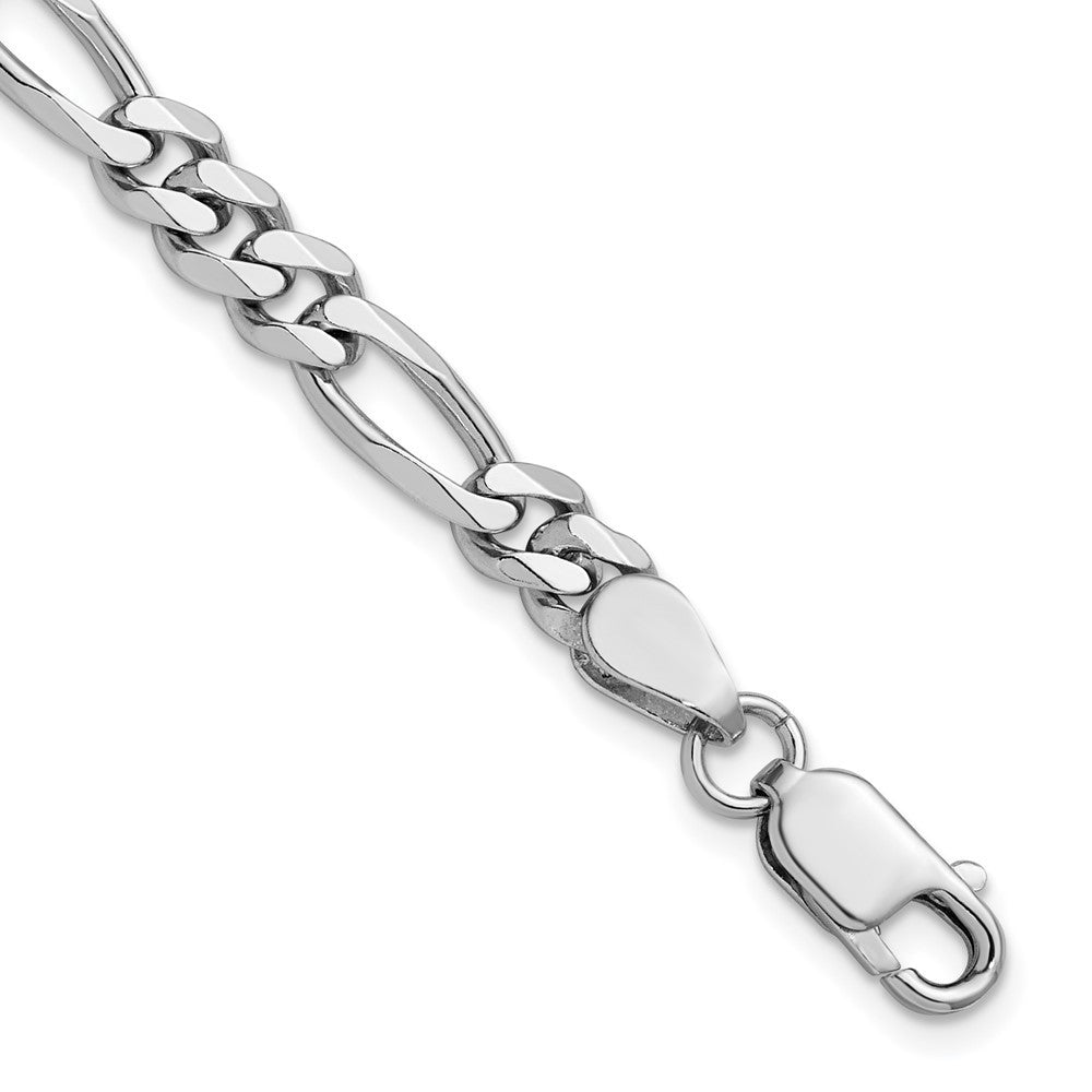 Sterling Silver Rhodium-plated 5.25mm Figaro Chain Bracelet