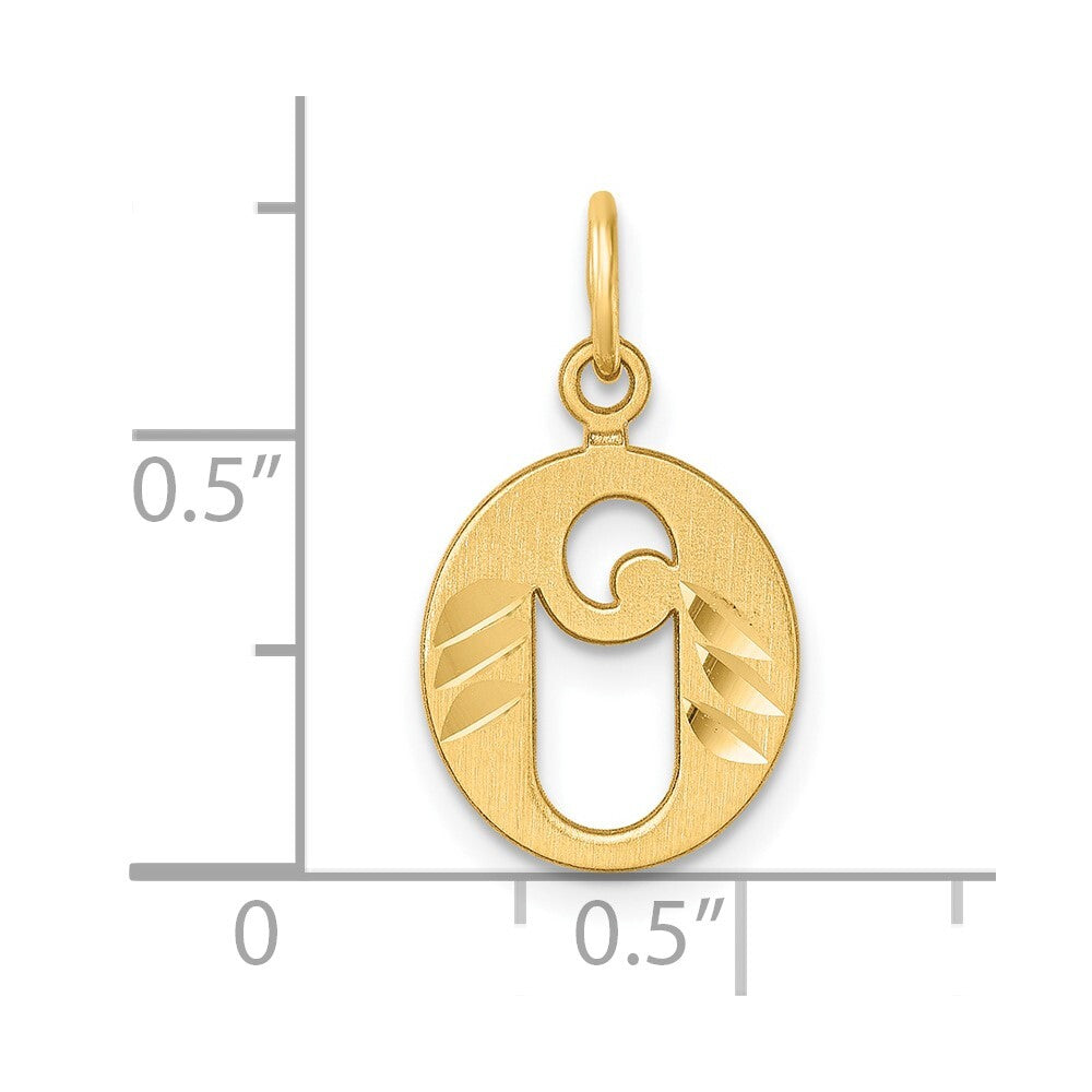 14k Yellow Gold Diamond-cut Letter O Initial Charm Pendant for Women