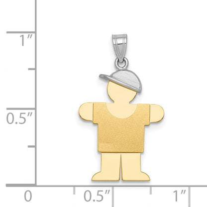 14k Two-tone Gold Small Boy  Hat on Right Engravable Charm Pendant