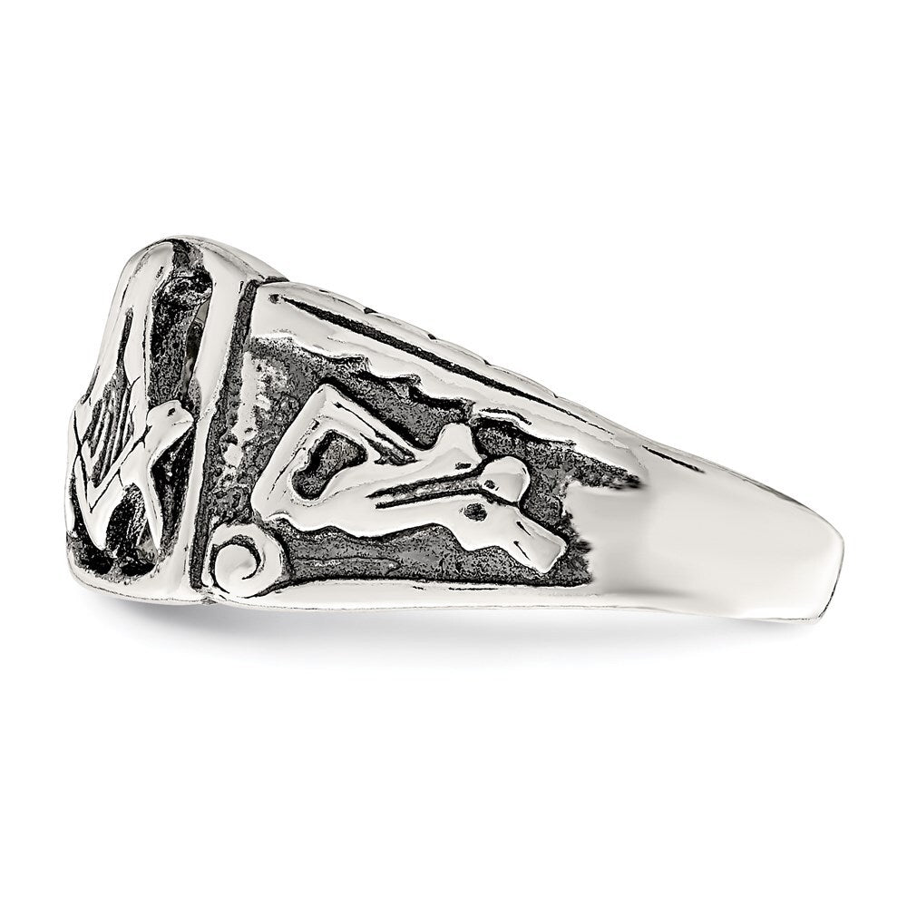 Sterling Silver Antiqued Masonic Ring Size 10