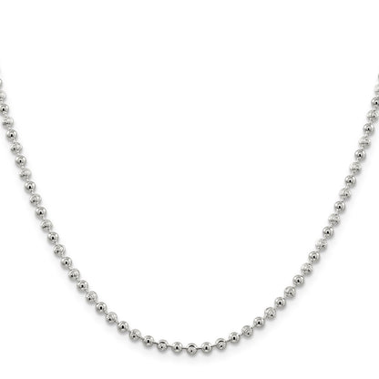 Sterling Silver 3mm Fancy Beaded Chain Necklace