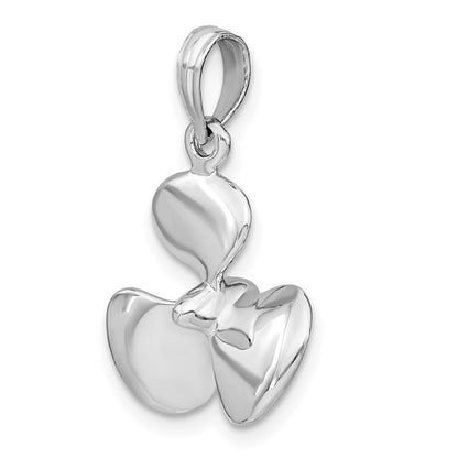 14k White Gold Polished 3-D Propeller Pendant for Women