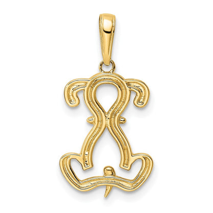 14k Yellow Gold and White Rhodium Diamond-cut Sitting Puppy Pendant