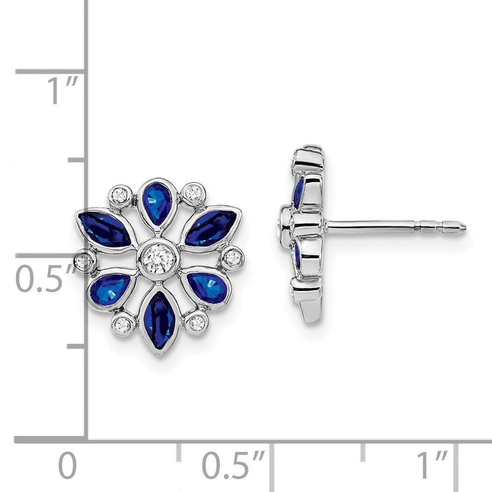 14k White Gold Sapphire and Diamond Stud Earrings