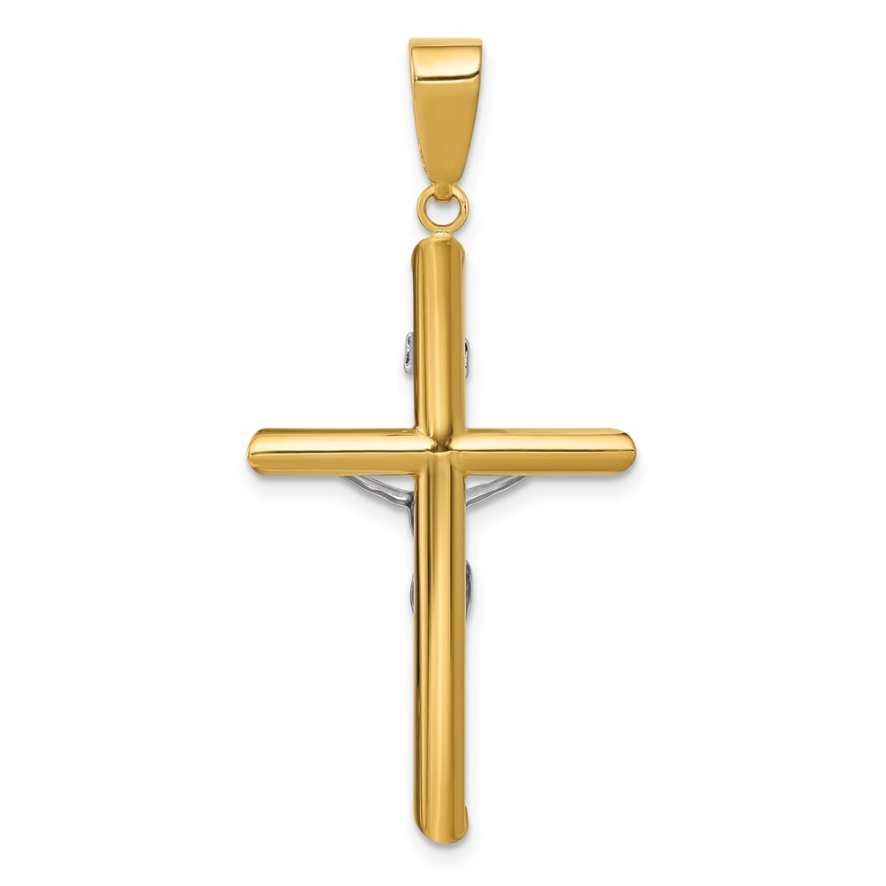 14k Two-tone Gold Hollow Crucifix Pendant for Women