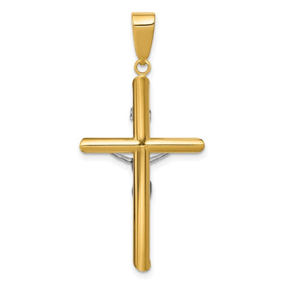14k Two-tone Gold Hollow Crucifix Pendant for Women