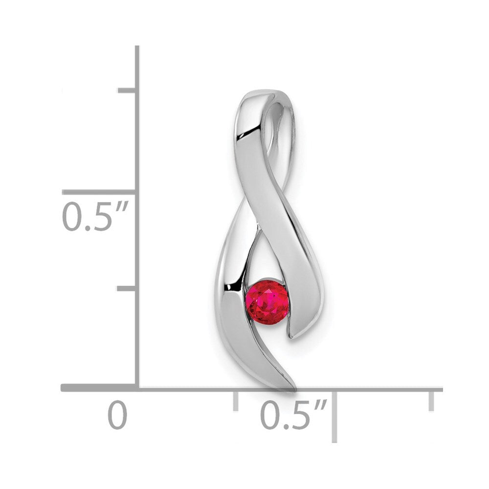 14k White Gold 3mm Ruby Pendant for Women