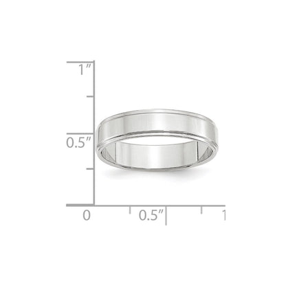 14k White Gold 5mm Flat with Step Edge Wedding Band Size 7