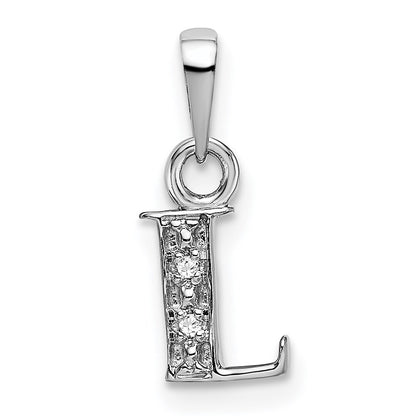 14k White Gold Rhodium-plated Diamond Letter L Initial Pendant for Women