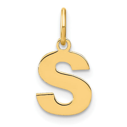 14k Yellow Gold Letter S Initial Pendant for Women