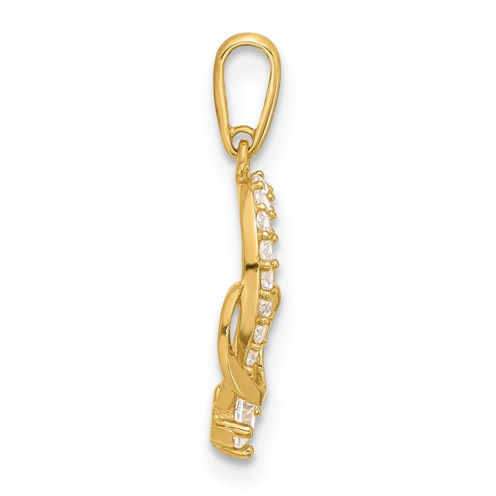 14k Yellow Gold Polished CZ Double Heart Pendant