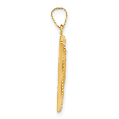14k Yellow Gold Rectangular Hollow Miraculous Medal