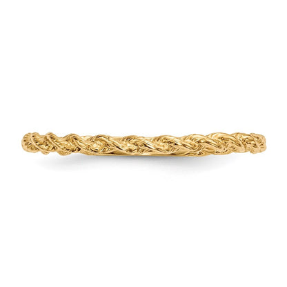 14K Yellow Gold Polished Twisted Rope Ring Size 6