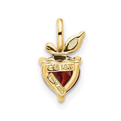 14k Yellow Gold Heart-shaped Garnet and Peridot Apple Pendant