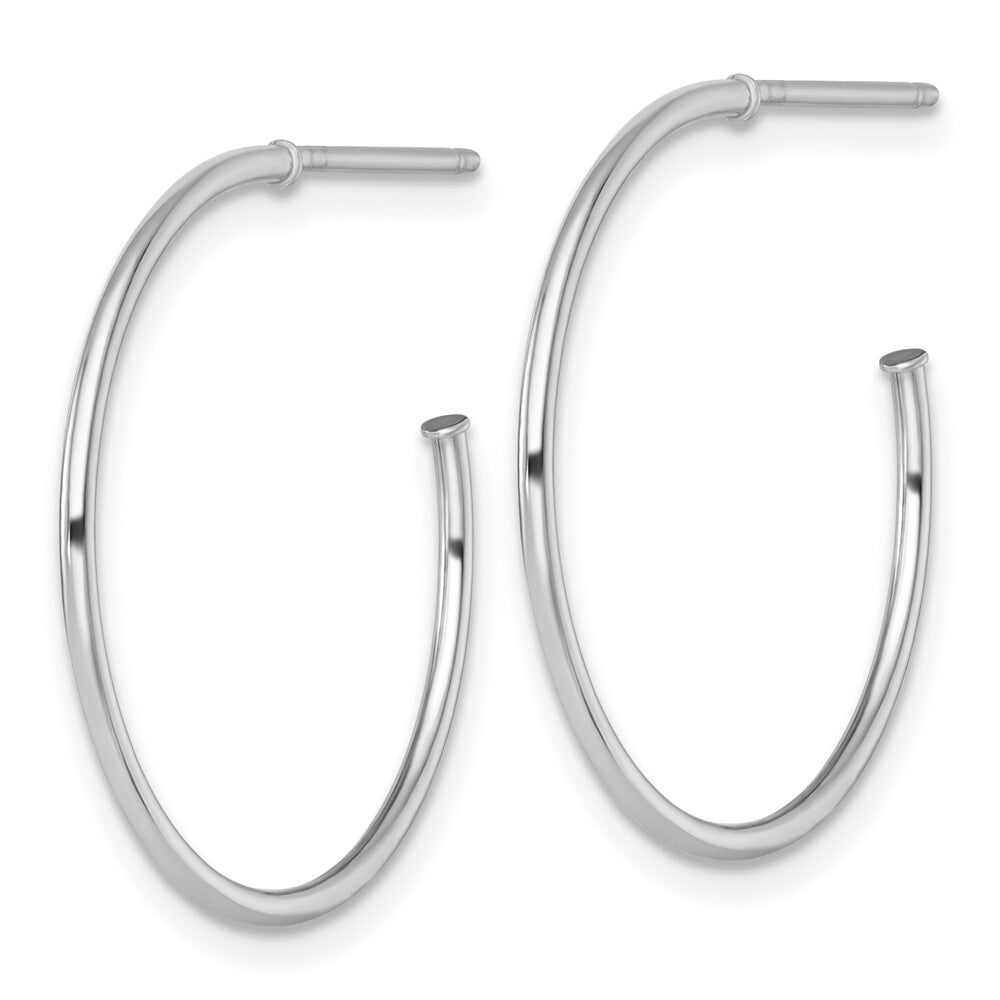 14k White Gold Polished 1.2 x 25mm Solid C-Hoop Earrings Gift for Women