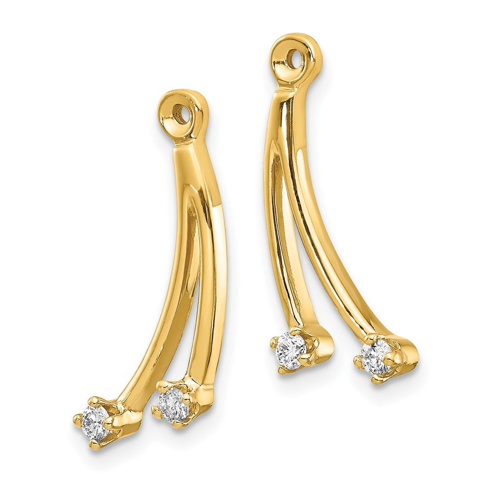 14k Yellow Gold 2 Stone Dangle Diamond Earring Jackets