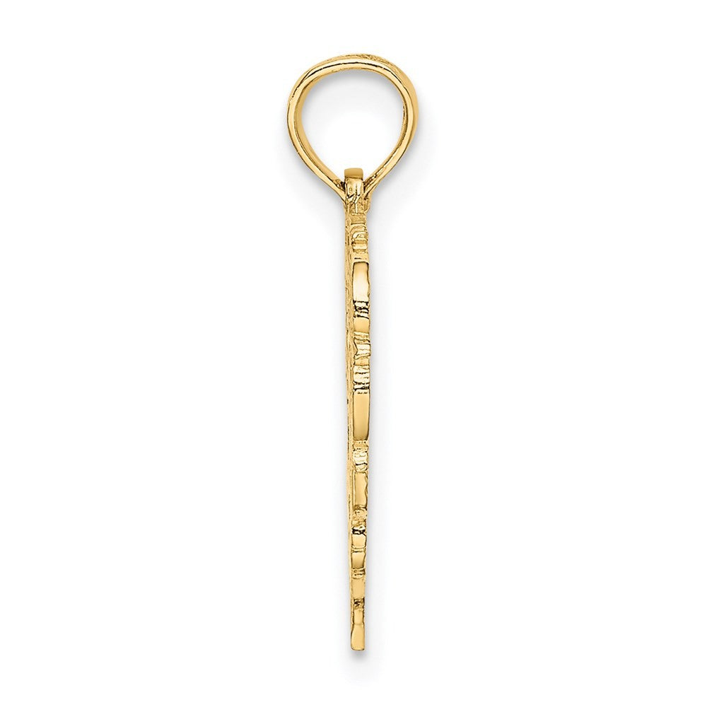 14k Yellow Gold Heart Script Letter F Initial Charm