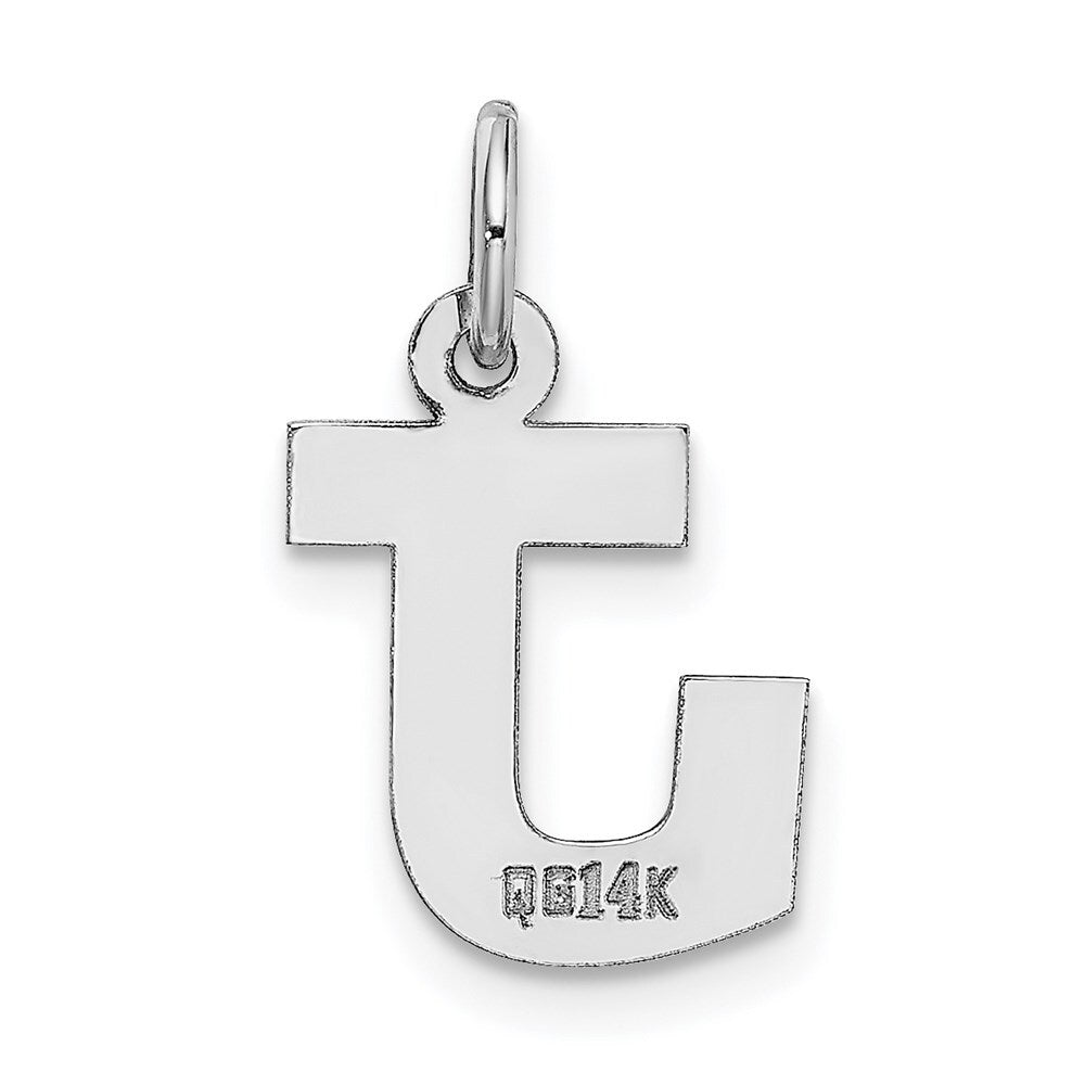 14k White Gold Small Block Letter J Initial Charm Pendant for Women