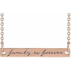 14k Rose Gold Family is Forever Bar 18" Necklace