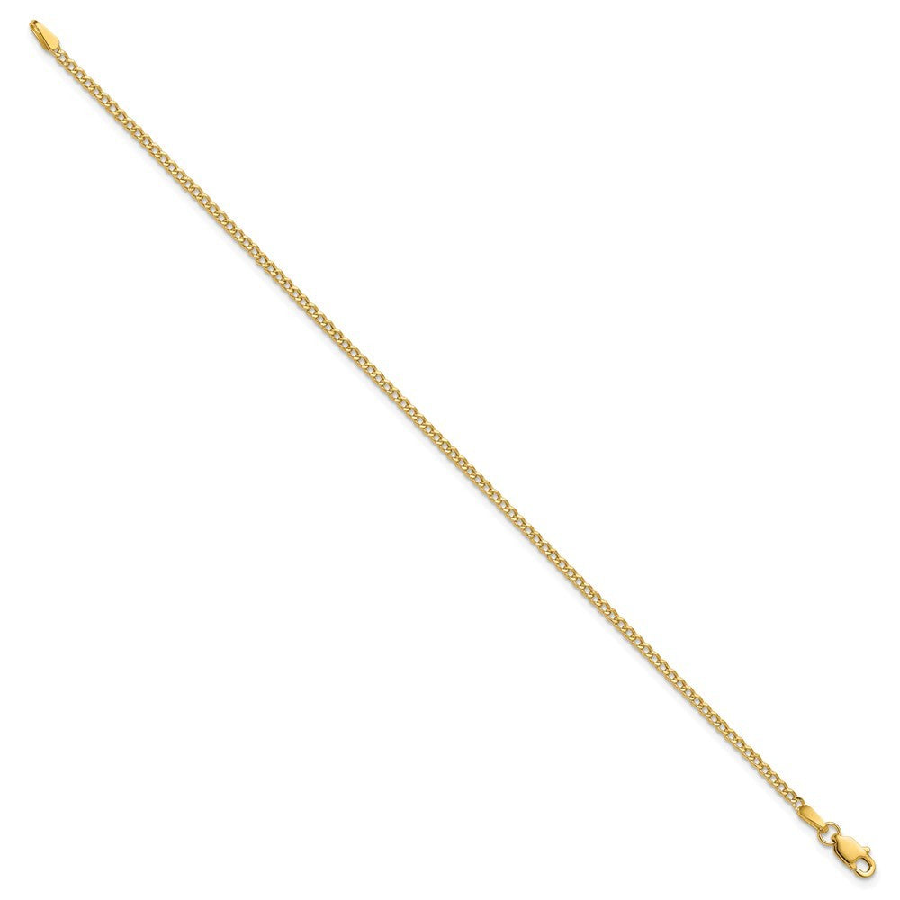 14k Yellow Gold 10 inch 1.85mm Semi-Solid Curb with Lobster Clasp Anklet