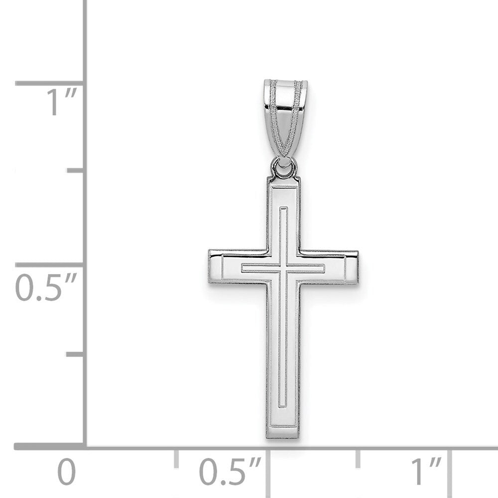 14k White Gold Cross Pendant for Women