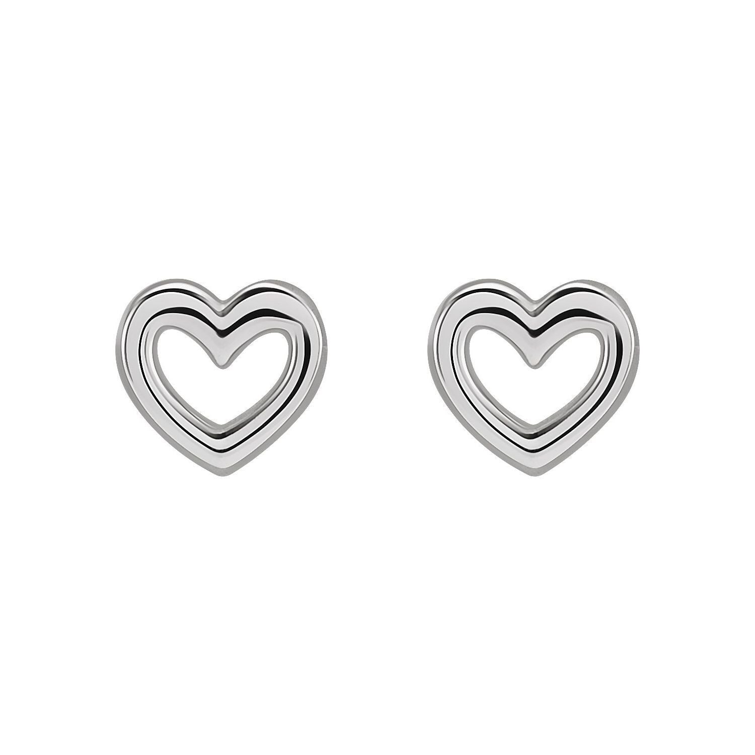 14k White Gold Heart Stud Earrings Fine Jewelry Gift for Women