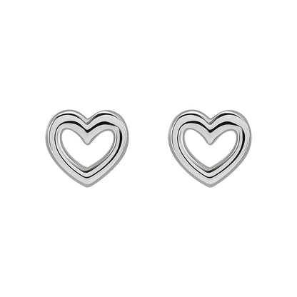 14k White Gold Heart Stud Earrings Fine Jewelry Gift for Women