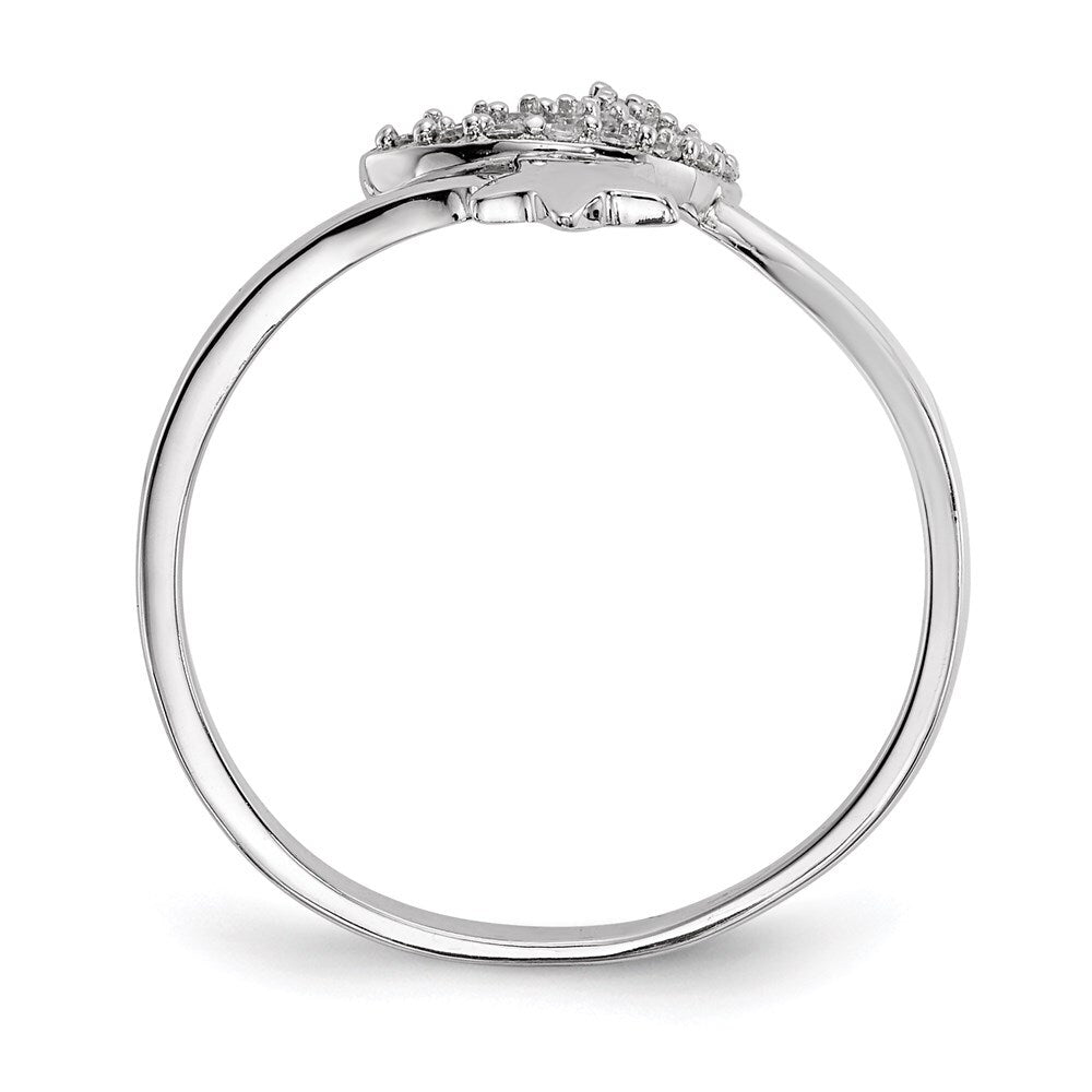 Sterling Silver Rhodium-plated Cubic Zirconia Moon and Star Ring Size 7