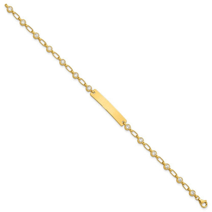 Sterling Silver Gold-tone 7.5 inch Bezel CZ ID Bracelet