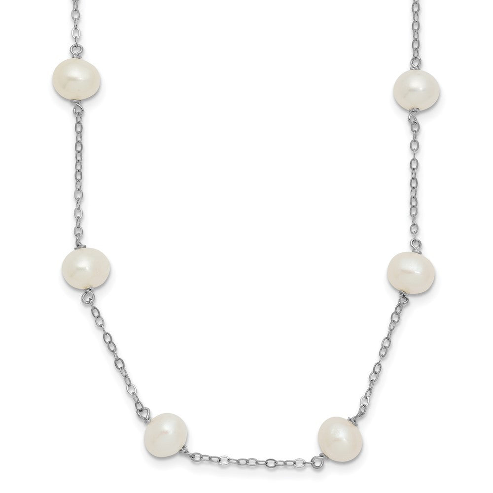 Sterling Silver 6-7mm White Near Round Cultured Pearl 16-station 20" Necklace