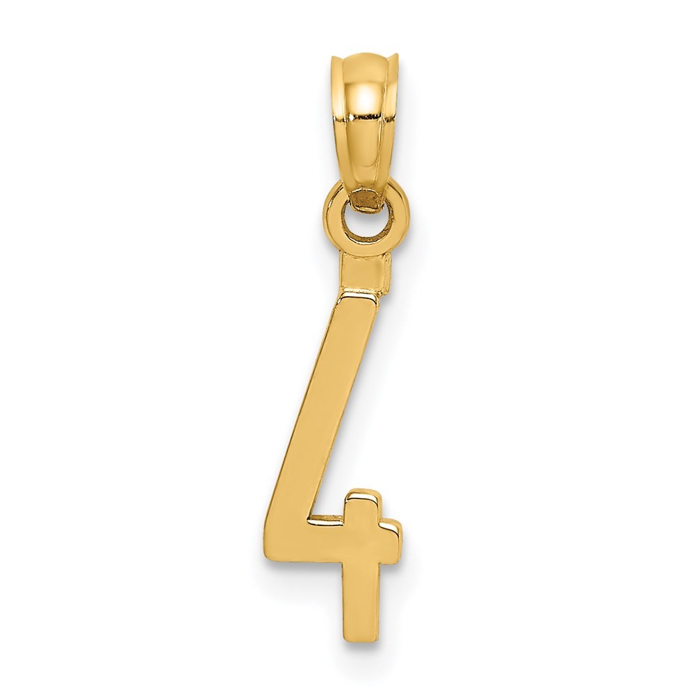14k Yellow Gold Polished Number 4 Pendant