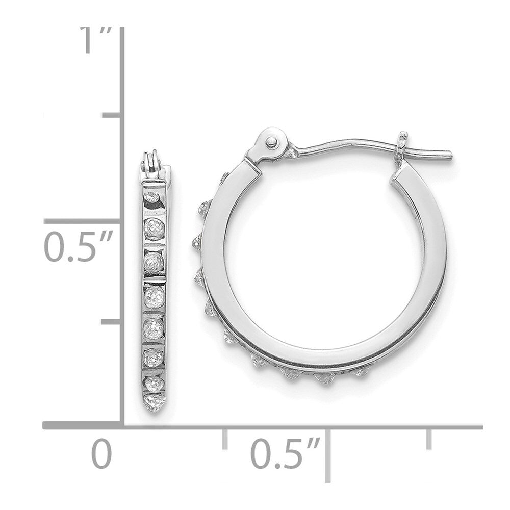 14k White Gold Diamond Fascination Hinged Hoop Earrings Gift for Women