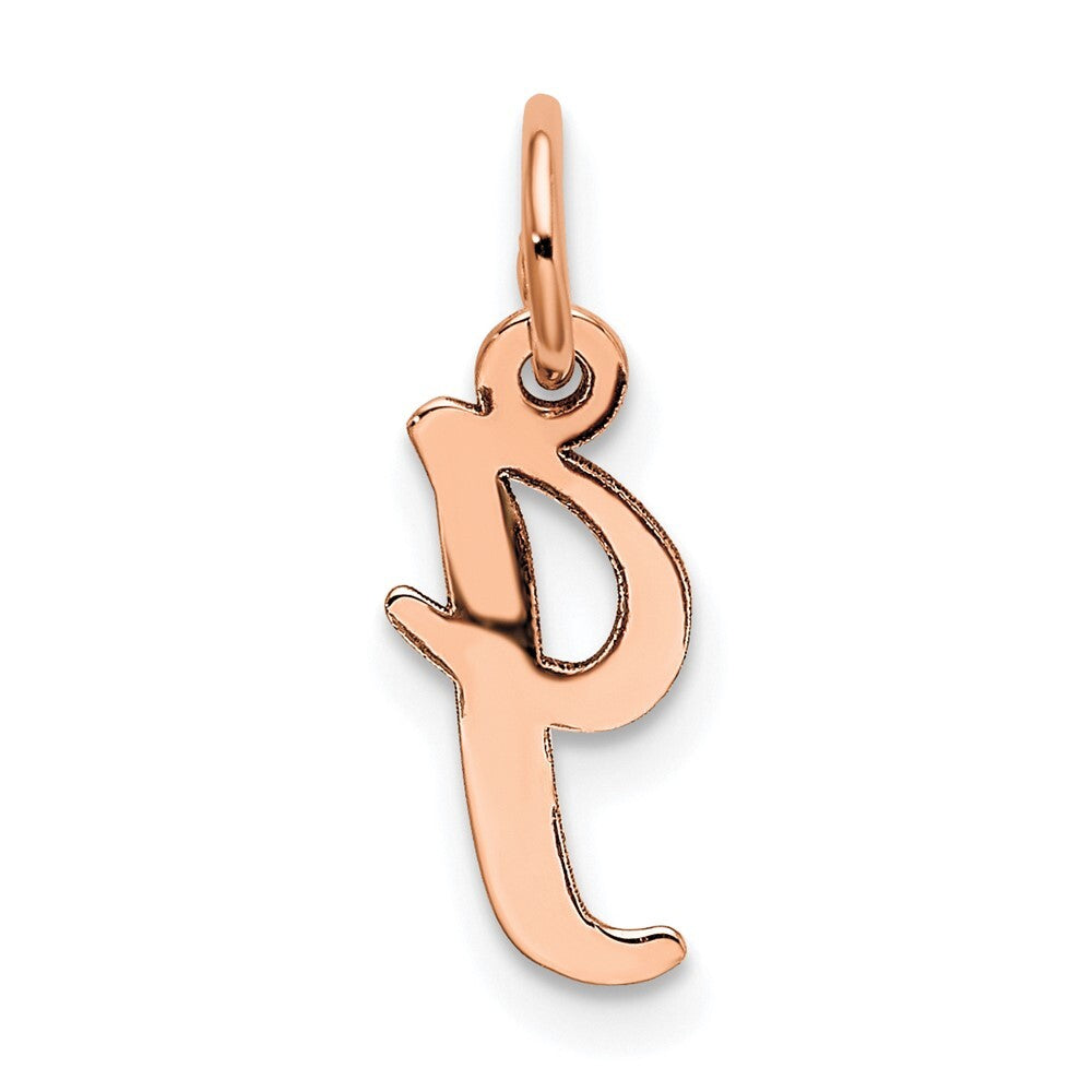 14k Rose Gold Small Script Letter I Initial Charm Pendant for Women
