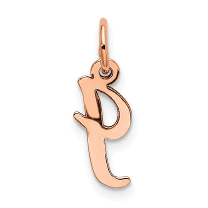 14k Rose Gold Small Script Letter I Initial Charm Pendant for Women