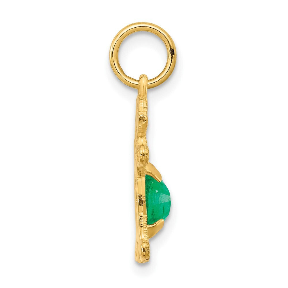 14k Yellow Gold Girl 6x4 Oval Genuine Emerald-May Pendant for Women