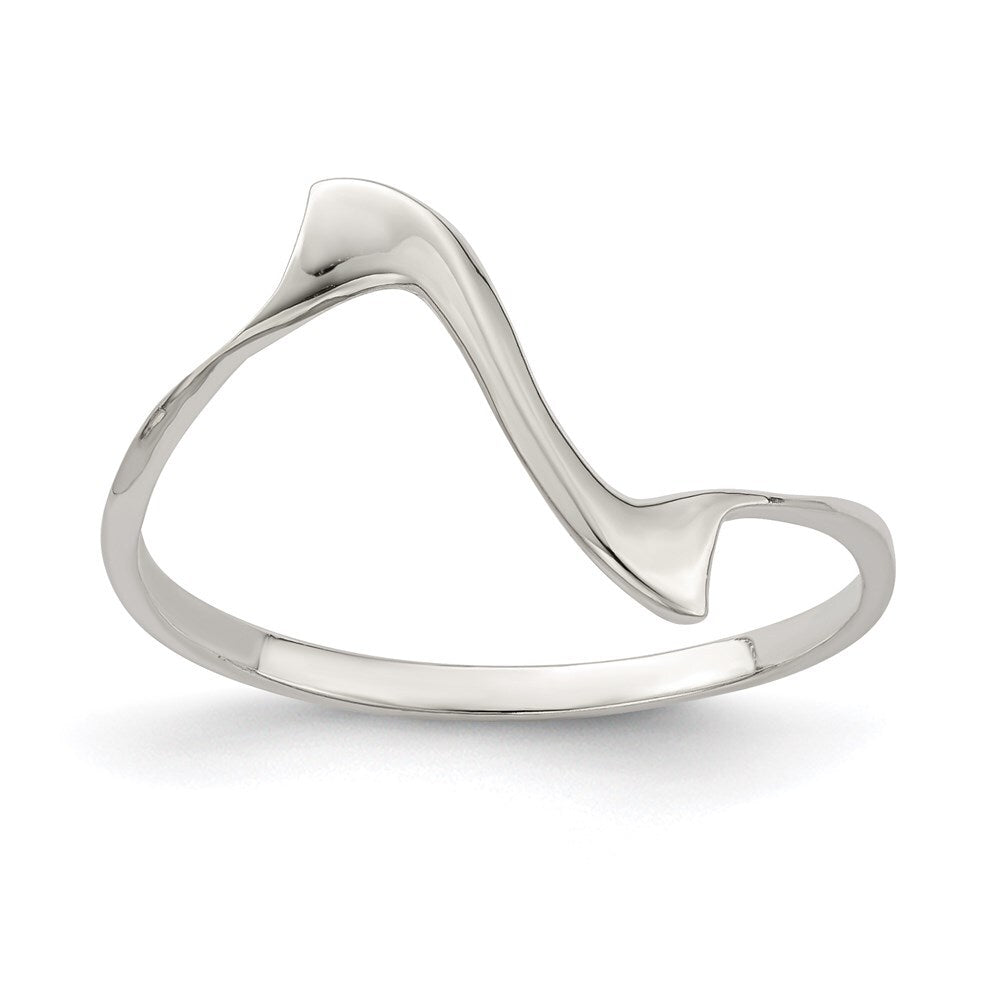 Sterling Silver Solid Wavy Ring Size 8