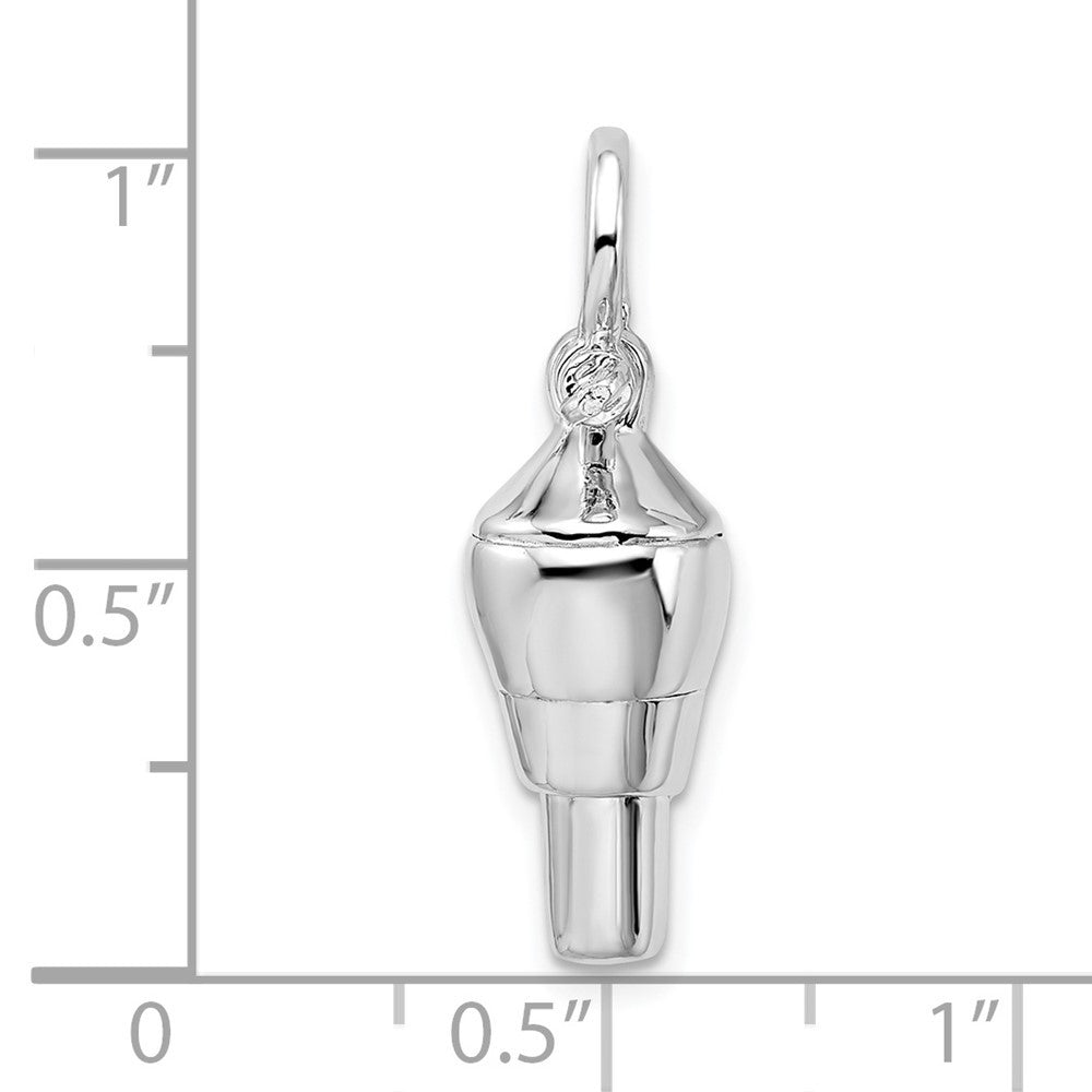 Sterling Silver Rhodium-Plated Polished 3D Swivel with Shackle Bail Pendant