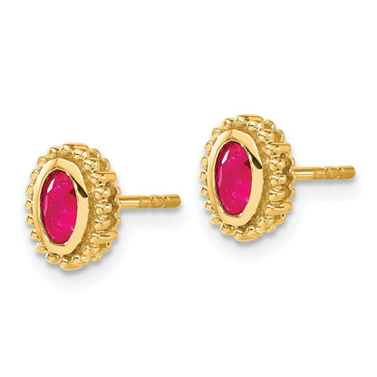 14k Yellow Gold Oval Ruby Earrings