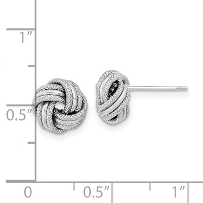 14k White Gold Polished Textured Triple Love Knot Stud Earrings Gift for Women