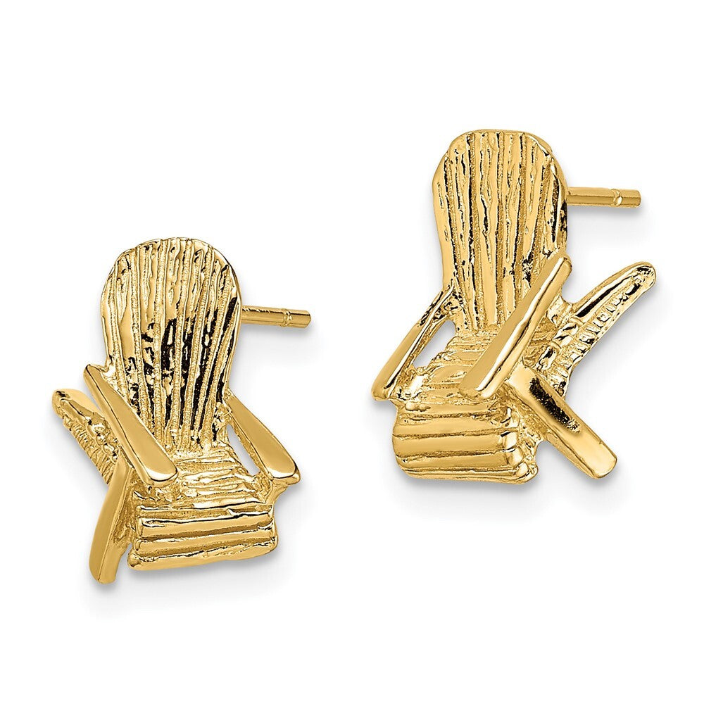 14k Yellow Gold 2-D Beach Chair Earring Gift for Women