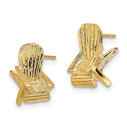 14k Yellow Gold 2-D Beach Chair Earring Gift for Women