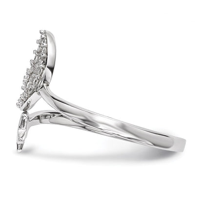 Sterling Silver Rhodium-plated Cubic Zirconia Moon and Star Ring Size 7